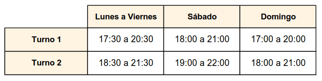 Horario Fiestas Infantiles